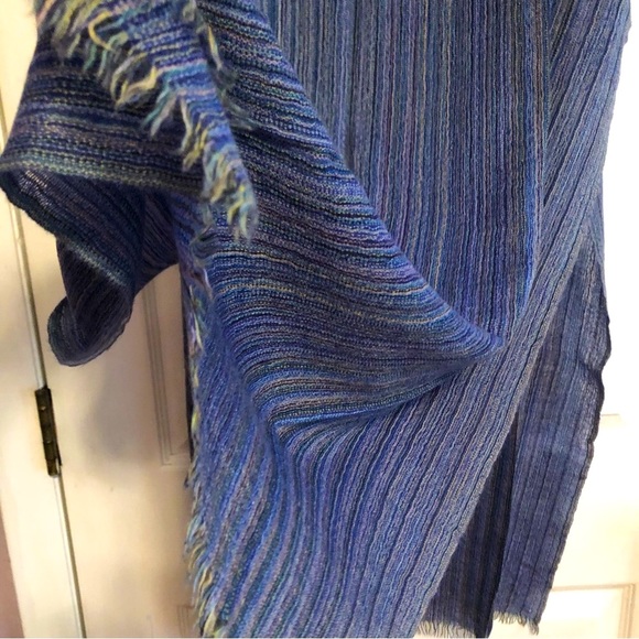 G. B. Frugone 1885 Accessories - G.B. Frugone 1885 Cashmere Scarf Italy Shawl Wrap micro-striped cool blue tone